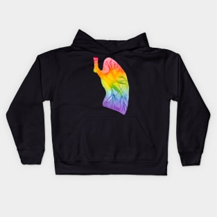 Watercolor Rainbow Lung (dark) Kids Hoodie